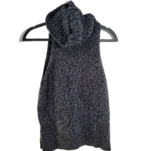 Madewell Gray & Black Knit Cowl Neck Sleeveless Cropped Tank Top Small